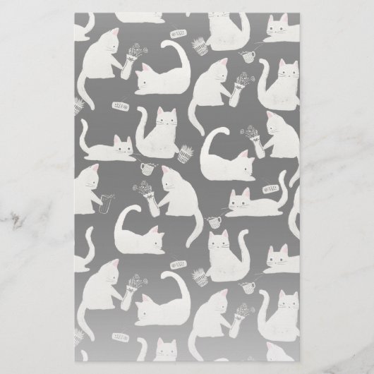 Papeterie Bad Cats Knocking Stuff Over, White Cats on Black (Devant)