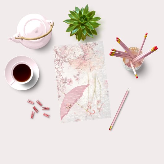 Papeterie Ballerina en Pointe avec Parasol Rose Flore Liner