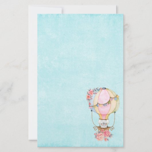 Papeterie Ballons à air chaud mignon avec aquarelle à ours (Devant)