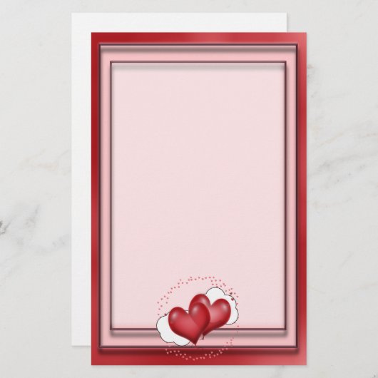 Papeterie Ballons Coeurs Avec Petits Coeurs (Devant / Derrière)