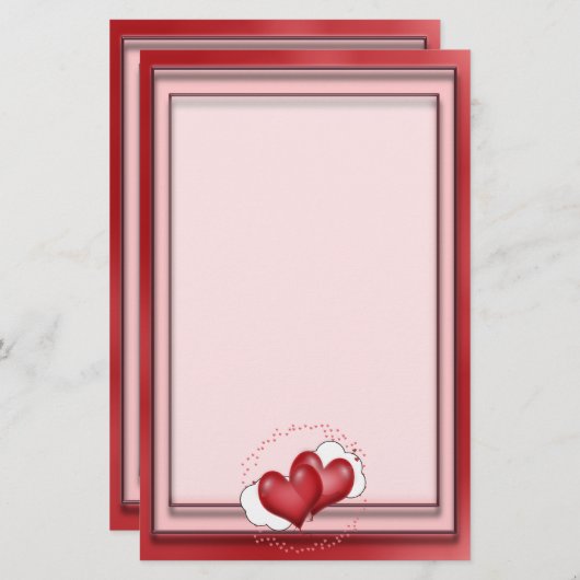 Papeterie Ballons Coeurs Avec Petits Coeurs (Devant / Derrière)