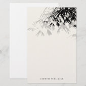 Papeterie Bambou noir moderne Zen asiatique Mariage papeteri (Devant / Derrière)