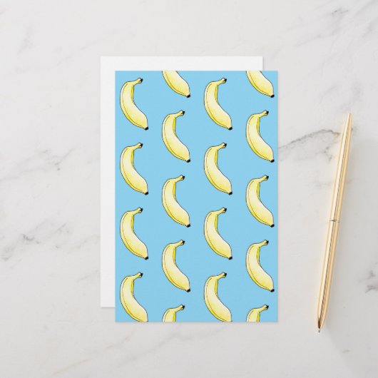 Papeterie banane aquarelle (Devant/Arrière en situation)