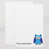Papeterie Bande dessinée bleue de hibou (Devant / Derrière)