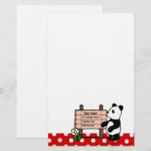 Papeterie Bande dessinée et pois personnalisés de panda (Devant / Derrière)