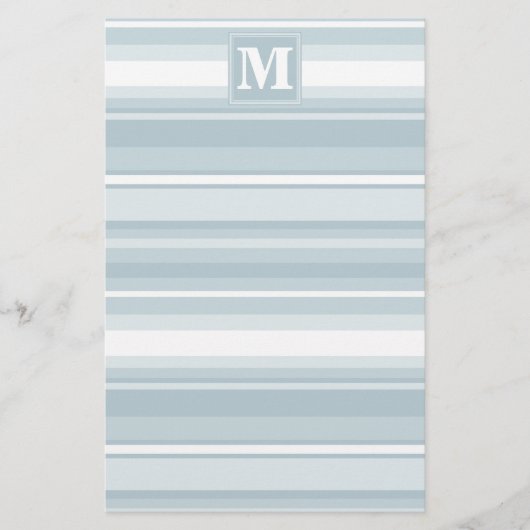 Papeterie Bandes bleu glace monogramme (Devant)