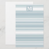 Papeterie Bandes bleu glace monogramme (Devant / Derrière)