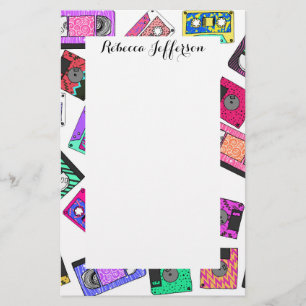 Papeterie Bandes de cassettes à motifs néon des années 80