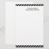 Papeterie Bandes diagonales minces en noir et gris (Devant / Derrière)