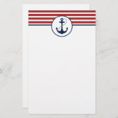 Papeterie Bandes marines rouges avec Ancre (Devant / Derrière)