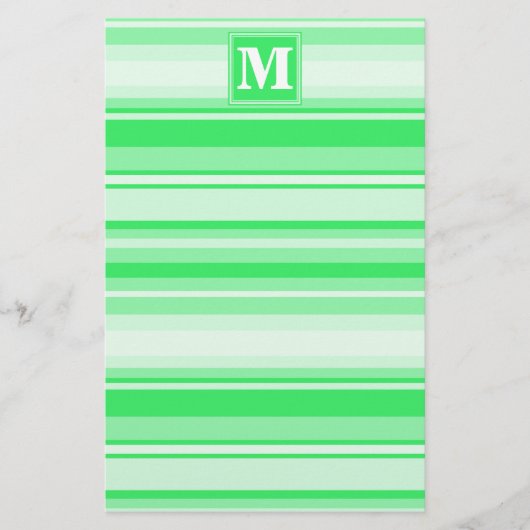 Papeterie Bandes vertes de printemps monogramme (Devant)