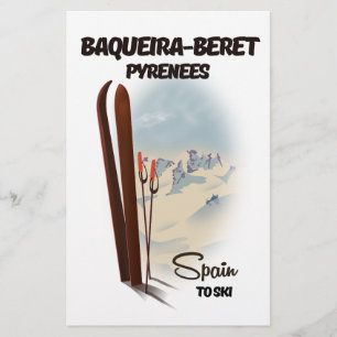 Papeterie Baqueira-Beret Espagne affiche de ski.