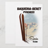 Papeterie Baqueira-Beret Espagne affiche de ski. (Devant / Derrière)