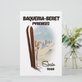 Papeterie Baqueira-Beret Espagne affiche de ski. (Debout devant)
