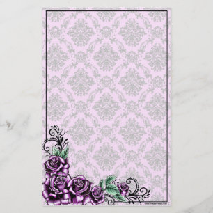 Papeterie baroque de motif de Valentine de rose de
