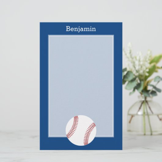 Papeterie Base-ball avec le nom fait sur commande - bleu (Debout devant)