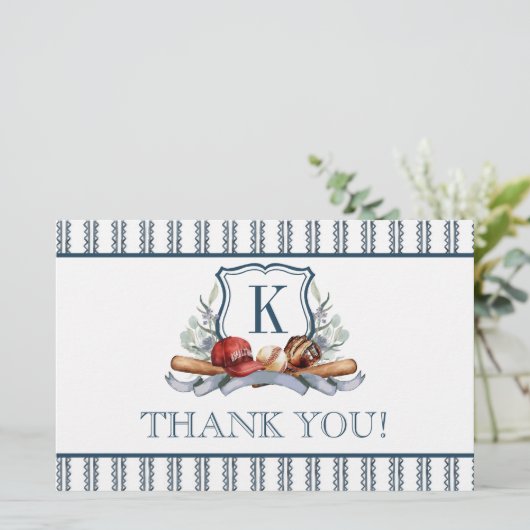 Papeterie Baseball plié Merci Note (Debout devant)
