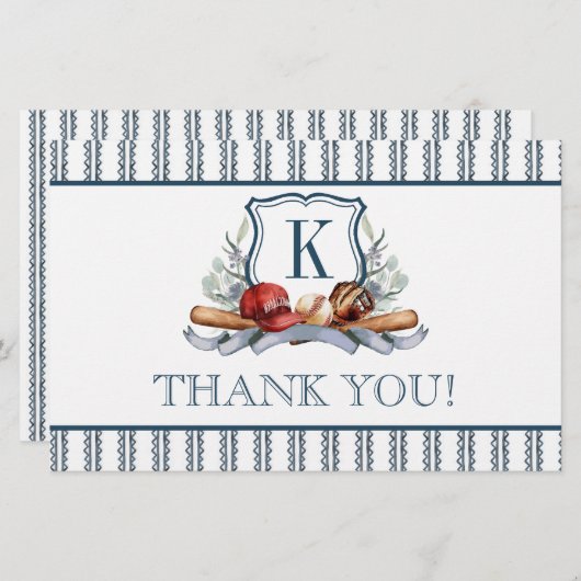 Papeterie Baseball plié Merci Note (Devant / Derrière)