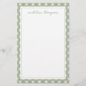 Papeterie Basic Gingham Sage Green Border (Devant)