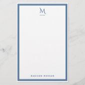 Papeterie Basic Monogram Navy Blue Border Personalized  (Devant)