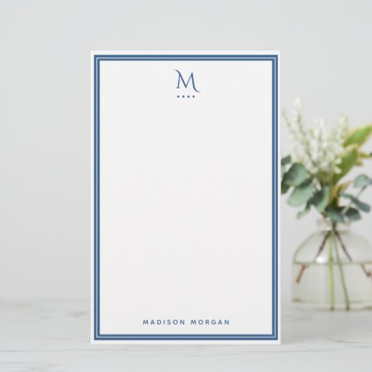 Papeterie Basic Monogram Navy Blue Border Personalized  (Debout devant)