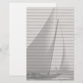 Papeterie Bateau À Voile Grise Tone Avec Lignes (Devant / Derrière)