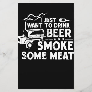 Papeterie BBQ Fumer Pitmaster Cadeau Boire Bière Fumer Viand
