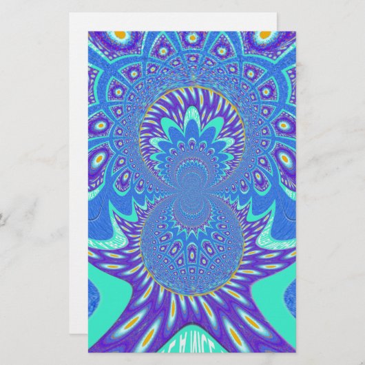 Papeterie Beau cyan bleu kaléidoscope vectoriel design (Devant / Derrière)