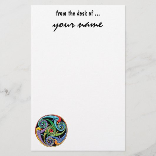 Papeterie Beau mandala celtique avec des remous colorés (Devant)