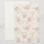 Papeterie Beau motif de pivoine couleur vert (Devant / Derrière)