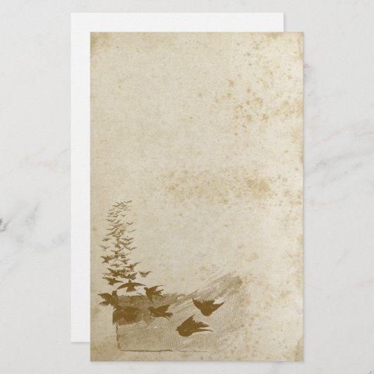 Papeterie Beau papier à papier à papier pour oiseaux anciens (Devant / Derrière)