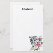 Papeterie Beau portrait de tête de léopard en aquarelle (Devant / Derrière)