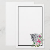 Papeterie Beau portrait de tête de léopard en aquarelle (Devant / Derrière)