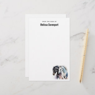 Papeterie Beaux Chevaux en Aquarelle