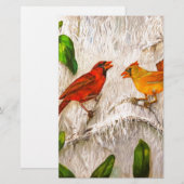 Papeterie Beaux oiseaux cardinaux (Devant / Derrière)