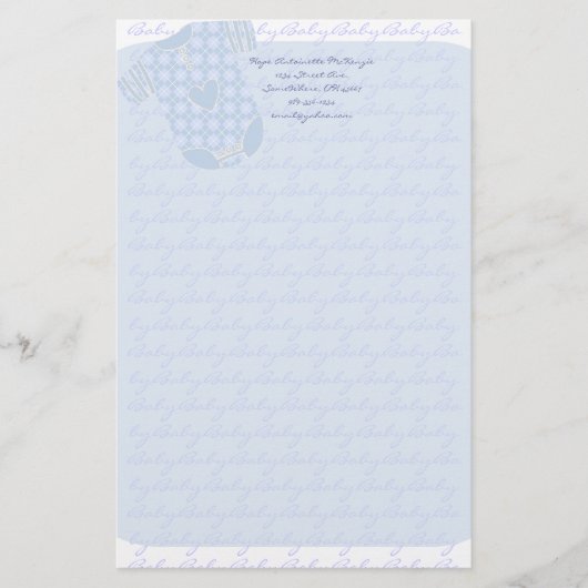 Papeterie Bébé Coeur Jacquard de bétail Onsie Bébé Bleu (Devant)