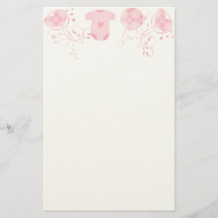 Papeterie Bébé Coeur Jacquard de bétail sur le rose