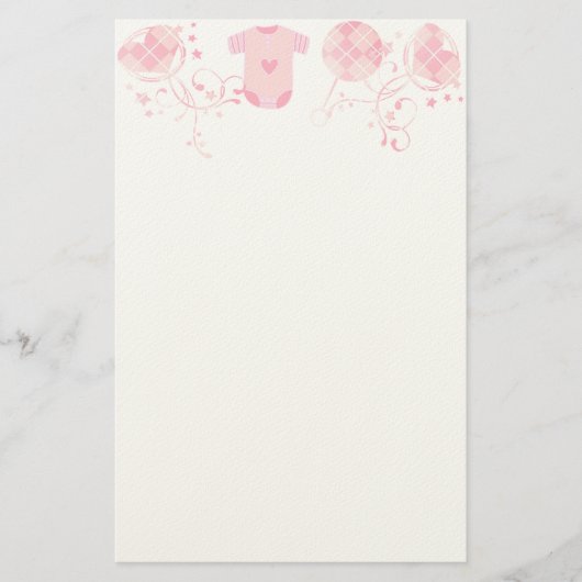 Papeterie Bébé Coeur Jacquard de bétail sur le rose (Devant)