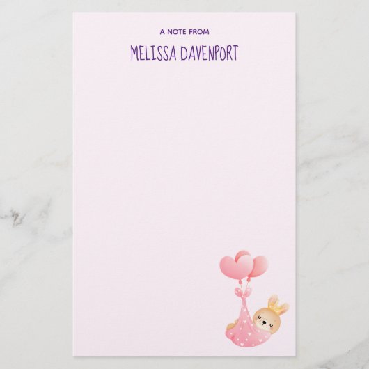 Papeterie Bébé mignon dans une couverture de coeur (Devant)