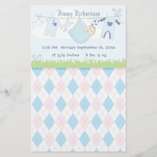 Papeterie Bébé mignon ligne de vêtements pour garçon (Devant)