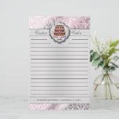 Papeterie Bébé Pink Cake Couture Damask Linked Business (Debout devant)