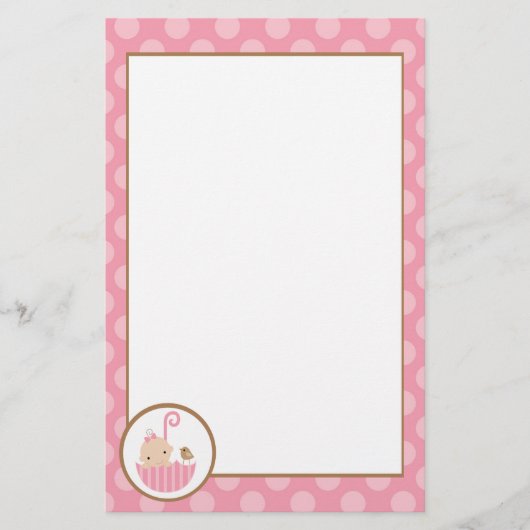 Papeterie Bébé rose dans un Baby shower parapluie (Devant)