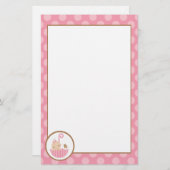 Papeterie Bébé rose dans un Baby shower parapluie (Devant / Derrière)