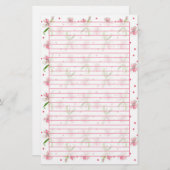 Papeterie Bébé rose Dianthus Aquarelle Fleurs Lined (Devant / Derrière)