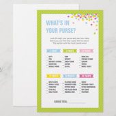 Papeterie Bébé saupoudrer Ce qui est dans votre sac à main J (Devant / Derrière)