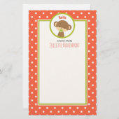 Papeterie Bébé singe avec une Pacifier sur Pois Bonjour (Devant / Derrière)