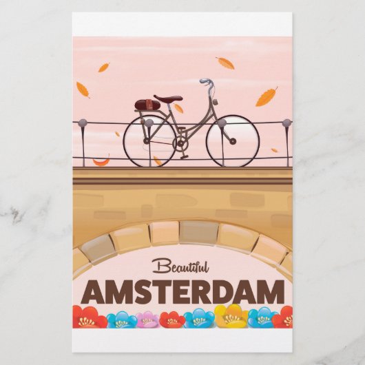 Papeterie Belle affiche de voyage à vélo Amsterdam. (Devant)