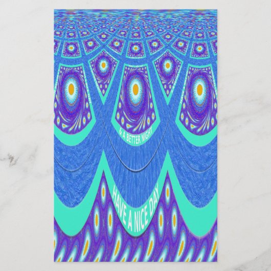 Papeterie Belle Batik Bleu Cyan Bleu Imprimer vectoriel Art (Devant)