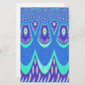 Papeterie Belle Batik Bleu Cyan Bleu Imprimer vectoriel Art (Devant / Derrière)