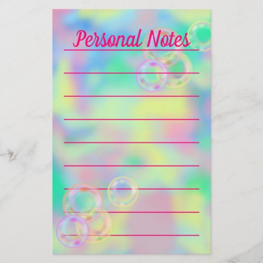 Papeterie Belle Bubble Pastel Rainbow Office Note (Devant)